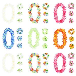 Decoratieve bloemen 4 stks/set Leis Flower Warland Summer Beach Bruiloft Verjaardagsfeest Decor Leveringen Hawaiiaanse kunstmatige bloemen