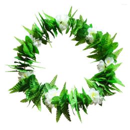 Flores decorativas 4 unids/set simulación hojas verdes guirnalda floral Lei hawaiano collar de flores pulseras corona sombrero disfraz