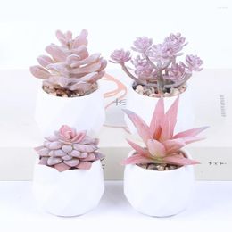 Fleurs décoratives 4pcs plantes artificielles succulentes mini rose maison jardin décor petit bonsaï chambre salon ornement fournitures de fête