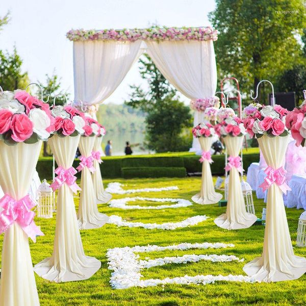 Flores decorativas 4 piezas Centros de mesa para bodas Flor de rosa artificial Bola Camino Juego de plomo Evento Centro comercial Guía de apertura Columna Decoración de fiesta