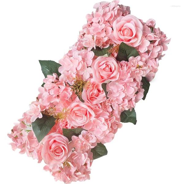 Flores decorativas 4 Uds camino de boda citado seda rosa peonía hortensia DIY puerta arqueada flor fila ventana T decoración de la estación