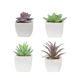 Fleurs décoratives 4 pièces entretien facile faible entretien avec de petites plantes en pot ambiance naturelle air frais artificiel à l'intérieur en pots