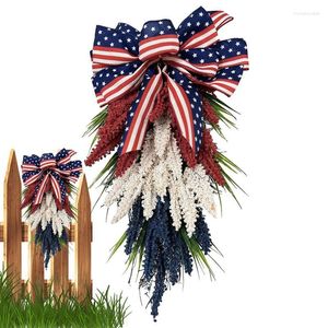 Fleurs décoratives 4 juillet couronne 2212 pouces décorations patriotiques rouge blanc bleu jour porte avant décor pour