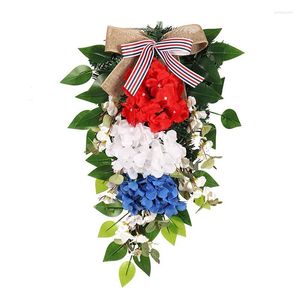 Decoratieve bloemen 4 juli kransen voor voordeur patriottische americana krans welkom bord onafhankelijkheidsdag thuis veranda boerderij boerderij