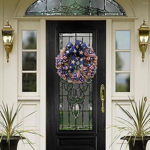 Fleurs décoratives 4th Of Julys Wreath Memorial Day Patriotic For Front Door Outdoor Christmas Large