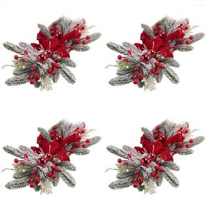 Decoratieve bloemen 4x kersttrapslinger voor trappen deur open haard raam buiten binnen decor rood