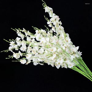 Fleurs décoratives 5/10 pièces / bouquet Artificiel Orchid Silk White Flower Faux Trail de mariage DIY ACCESSOIRES DE BUREAU DE BUREAU HOME