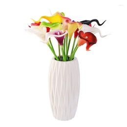 Fleurs décoratives 5/10 pièces 34Cm Mini PU Artificielle Calla Lily Pour La Décoration Intérieure De Mariage Bouquet De Mariée Table Fleur Faux Fournitures