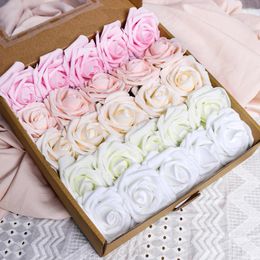 Decoratieve Bloemen 5/10 Stuks 7 cm Schuim Rose Kunstmatige Voor Bruiloft Decoratie Benodigdheden Home Decor Nep Bruid Krans accessoires