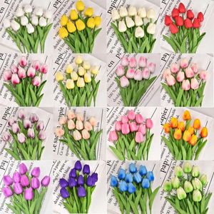 Fleurs décoratives 5/10 pièces tulipes artificielles tulipes fausses pour la décoration de la maison de mariage décoration de jardin mousse PU vraie touche