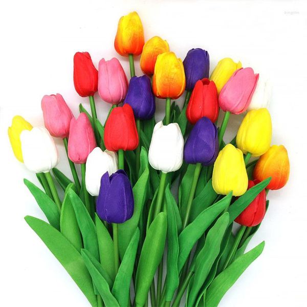 Fleurs décoratives 5 / 10pcs Bouquet de fleur de tulipe artificielle Fausse PE Foam For Real Touch For Home Garden Decor Cérémonie de mariage