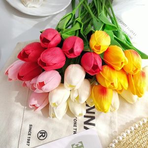 Decoratieve bloemen 5/10 stks kleurrijke tulp bloem kunstmatige boeket nep voor huwelijksceremonie decor huistuindecoratie