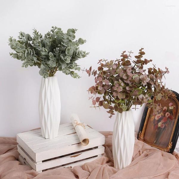 Fleurs décoratives 5/10 pièces Eucalyptus plante artificielle Bouquet fausse fleur pour la décoration de la maison jardin mariage mariage décoration Vase extérieur