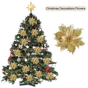 Fleurs décoratives 5 / 10pcs paillettes artificielles polyvalentes multiples 5,51 pouces Gold Artificial Flower Festival Thème pour le mariage de Noël décor