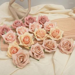 Decoratieve bloemen 5 10 -stcs/Lot Flanel Roses Hoofd Artificial Wedding Home Scrapbook Decor Hoogwaardige Silk Bruidal Accessoires Fake Bloem