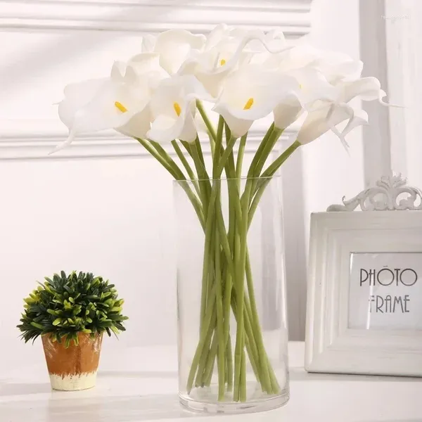 Fleurs décoratives 5/10 pièces, Bouquet de mariage blanc artificiel au toucher réel, fausses fleurs de décoration pour fête prénuptiale