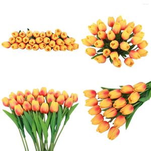 Decoratieve bloemen 5/10 STKS Tulpen Kunstmatige Real Touch Tulp Boeket Decor Nepbloem Voor Thuiskamer Bruiloft