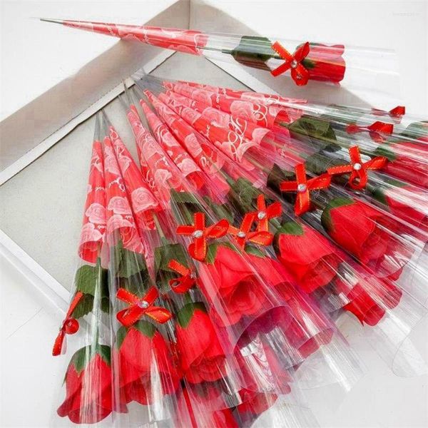 Fleurs décoratives 5/10 pièces saint valentin coloré Rose savon papier indélébile anniversaire cadeaux petite amie romantique créatif beau