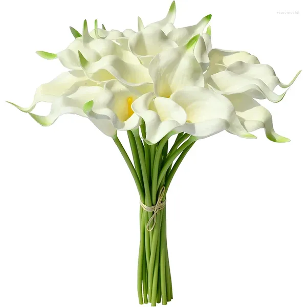 Fleurs décoratives 5/10pcs blanc fleur artificielle calla lys bouquet de soie mariage nuptiale douche fête décoration de la maison vraie touche faux