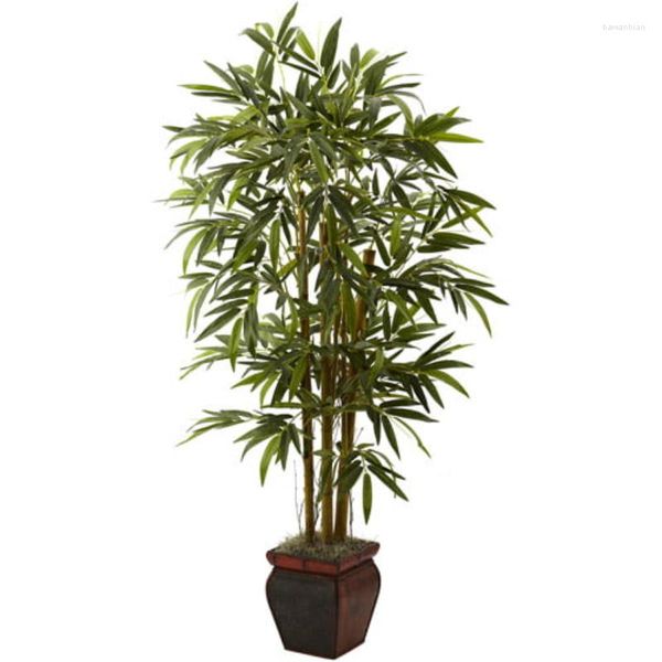 Fleurs décoratives Plante artificielle en bambou 5,5' avec jardinière verte