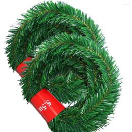 Fleurs décoratives 5,5 m de pin de Noël Garlande verte de Noël artificiel arbre rattan bannière de la bannière en plastique en plastique