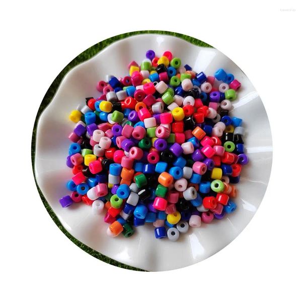Fleurs décoratives 5 6mm, grandes perles en acrylique à grand trou pour la fabrication de cheveux, accessoires artisanaux pour enfants, bricolage de bracelets et de colliers