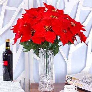 Fleurs décoratives 5/7 têtes fleur de Noël artificielle simulé Big Wedding Wedding Bouquet Bouquet Fake pour Noël 2024 ans décor