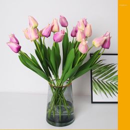 Fiori decorativi 5/8 pezzi fiore artificiale tulipano di seta 45 cm vero tocco bouquet pianta finta per la decorazione di nozze decorazioni per la casa