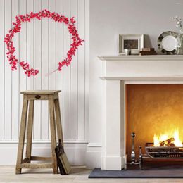 Fleurs décoratives 5.9 Ft guirlande de baies rouges de noël pépin de bourgogne artificiel pour décorations de cheminée décor de vacances