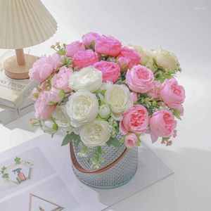 Fleurs décoratives 5 pivoines artificielles pour décoration de mariage bohème, Branches de roses d'intérieur pour la maison
