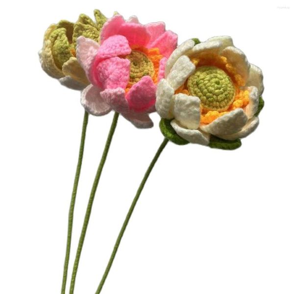 Fleurs décoratives 5 branches roses Lotus Plantes artificielles Party Office DÉCORATIONS BOUCHET BLANC DIY