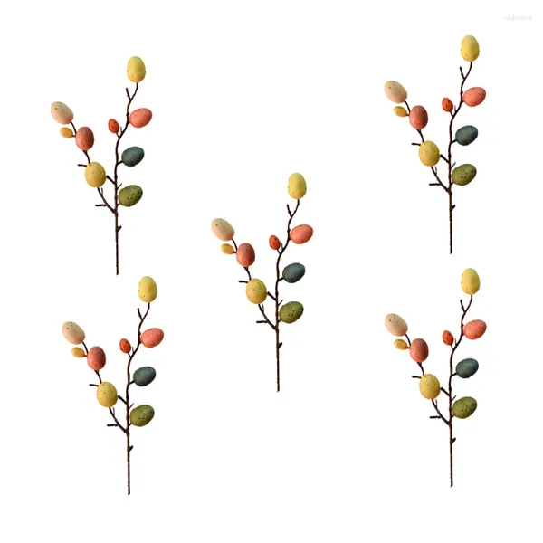 Fleurs décoratives à 5 Branches, jouet artisanal pour tout-petits, décorations d'arbre de pâques pour adultes, ornement en bambou