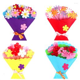 Fleurs décoratives 5 couleurs Creative Non-Woven Flower Bouquet Kids Handmade DIY Home Wedding Decoration And As Gift For Monther's Day