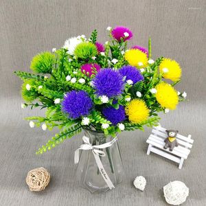 Fleurs décoratives 5 fourchette/bouquet artificielle vraie touche eau herbe chrysanthème fausses plantes en plastique fleur maison fête décoration