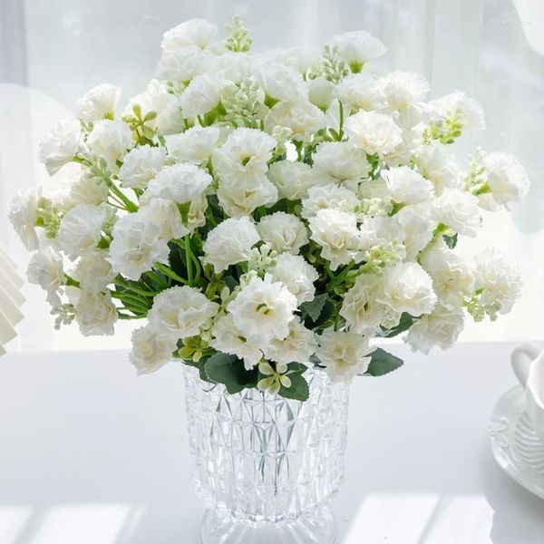 Fleurs décoratives 5 fourchettes 15 têtes petit œillet artificiel pour accessoires de couronne de Noël maison table à manger bonsaï décoration de mariage