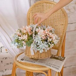 Fleurs décoratives 5 fourchettes orchidées de neige parfumées artificielles pour décor de chambre, décoration de mariage et de noël, accessoires pour la maison