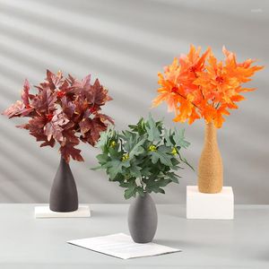 Fleurs décoratives 5 têtes 3D feuille d'azalée imitation plante verte en plastique maison bureau porche décoration faux fleurs en pot ornements Bouquet