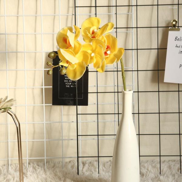 Fleurs décoratives 5 têtes artificielles papillon orchidée Film Phalaenopsis plante bonsaï mariage arrangement floral décoration INS décor à la maison