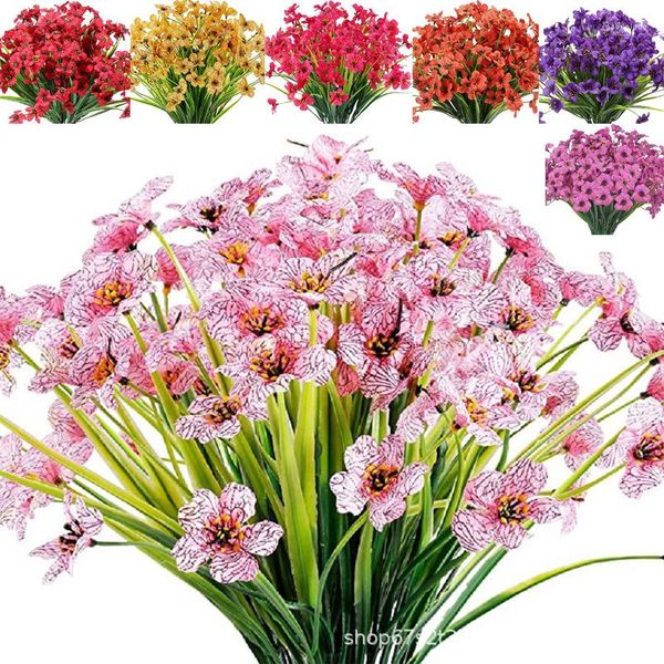 Fleurs décoratives 5 têtes imitation plantes aquatiques artificielles modernes orchidées chrysanthème à cinq branches en pot