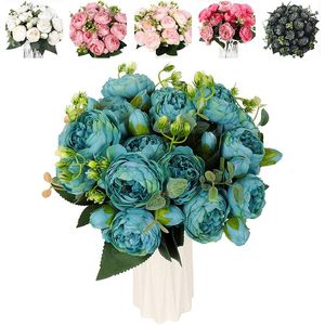 Fleurs décoratives 5 têtes Boutique Artificielle Pivoine Fleur De Soie Rose Clair Bouquet Pour La Maison De Mariage Fête De Mariage Festival Bar Décor