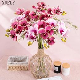 Fleurs décoratives 5 têtes Butterfly Orchid Artificial Flower Branch Supplies de mariage Floral Arrangement Accessoires Home Decor Party Event