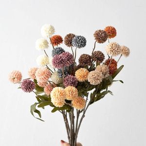 Fleurs décoratives 5 têtes de pissenlit bouquet de mariée artificiel mariage décor de fête à la maison arrangement floral décoration de noël hortensia