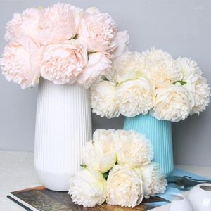 Fleurs décoratives 5 têtes Bouquet de pivoine Bouquet artificiel Bouquets Bridal Wedding Party Flower Home Garden Decoration