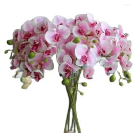 Fleurs décoratives 5 lots 8 têtes un bouquet artificiel phalaenopsis faux orchidée mariage de mariage décoration de maisons 4 couleurs à choisir