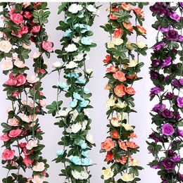 Decoratieve bloemen 5 Pack 2,7 m nep Rose Vine planten kunstmatige bloem hangend klimop huis el kantoor bruiloft feest tuin kunst decor