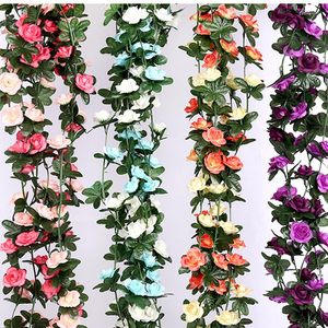 Fleurs décoratives 5 Pack 2.7m Faux Rose Plantes De Vigne Fleur Artificielle Suspendue Ivy Maison El Bureau Fête De Mariage Jardin Art Décor