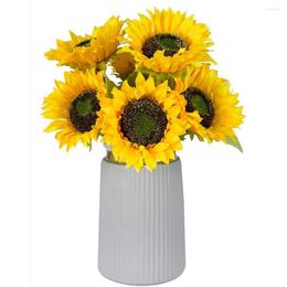 Decoratieve bloemen 5 Pack kunstmatige zonnebloemen 20 'lange stengel nep zonnebloem voor bloemarrangement bruiloft boeket tafel