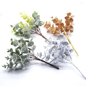 Fleurs décoratives 5 pack eucalyptus fausse feuilles de fleur en plastique fausse plante de Noël couronne de Noël décoration maison extérieur jardin de mariage fête