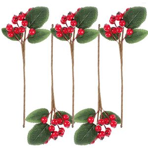 Fleurs décoratives 5 pcs Bernes artificielles Décoration de la maison Fake Cherries Fon Christmas Ornement Sole Tree