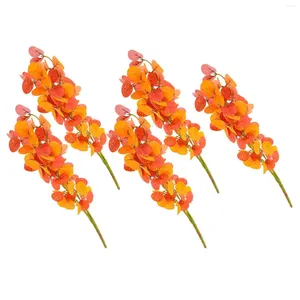 Flores decorativas 5 PCS Decoraciones de otoño de flores artificiales Faux eucalipto hojas rama Tallos falsos simulación de plástico